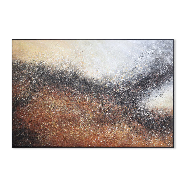 Abstract Canvas Artwork Painting, 47" Black Brown Living Room Wall Decor by Sona Casa
