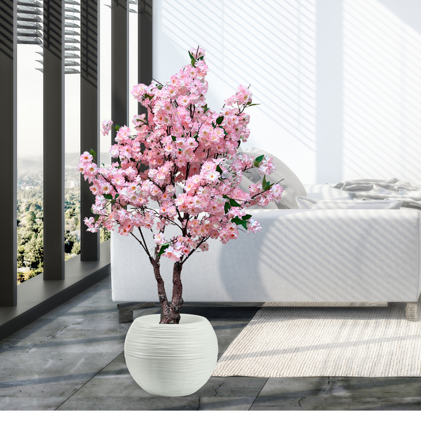 Round White Plant Pot, Indoor Outdoor Home, Office, Patio, Front Porch, Backyard Decor, 13" Succulent Planter by Sona Casa