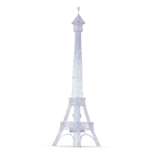 Decorative Floor Lamp 63" Eiffel Tower Paris, Handmade Tall Corner LED Light White Metal by Sona Casa