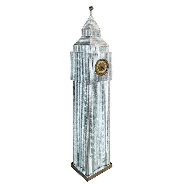 Tall Floor Lamp 60" Big Ben London White LED Light with Built-in Analog Clock Handmade Metal Standing Lamp by Sona Casa
