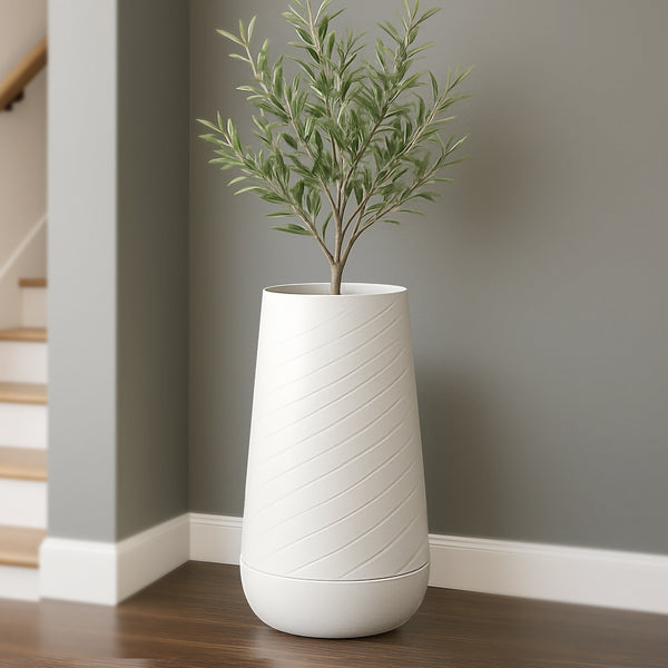 Tall Indoor Self Watering Decorative Planter, 27" Modern Minimalist Flower Pot Home, Front Porch, Patio, Backyard & Garden Decor-Sona Casa