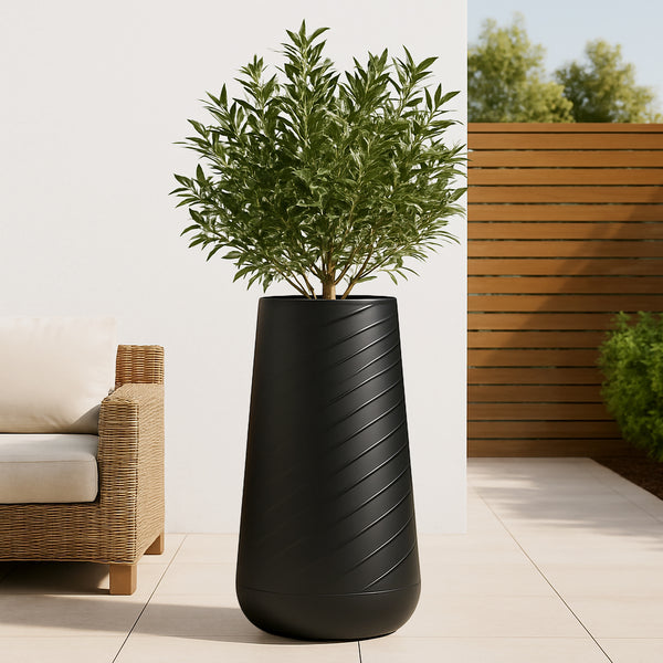 Tall Indoor Decorative Planter, 27" Modern Minimalist Self Watering Pot, Home, Front Porch, Patio, Backyard & Garden Décor-Sona Casa