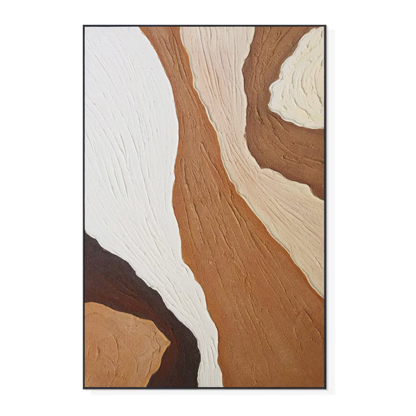 Handmade Brown Abstract Painting, 47" Impasto Textured Canvas Artwork Wall Decor by Sona Casa