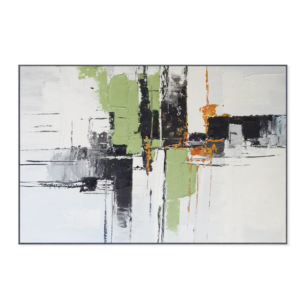 Green Black Impasto Textured Painting, 47" Abstract Wall Art Decor for Home by Sona Casa