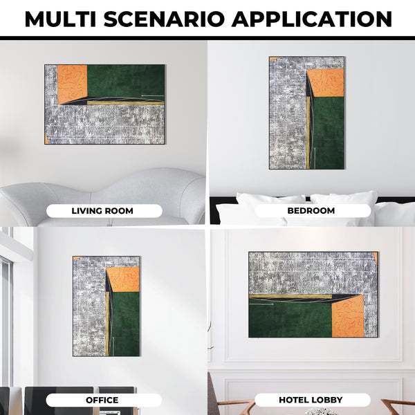 Green Gray Abstract Textured Wall Art, 47" Impasto Painting Home Decor by Sona Casa