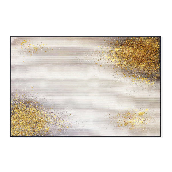 Golden Textured Painting, 47" Framed Wall Art for Living Room or Office by Sona Casa