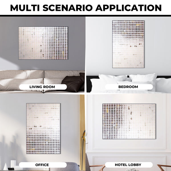 White Brown Abstract Textured Painting 47" Canvas Wall Art Office Decor by Sona Casa