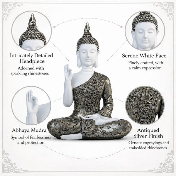 Small Meditating Buddha Statue 12" Tabletop Centerpieces Home Decor Gifts, Desktop, Shelf Shrine Ornament