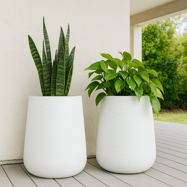 Set of 2 Modern Tall Indoor Self Watering Decorative Planter, 19 in Contemporary Flower Pot Home, Office Decoration, Gift-Sona Casa