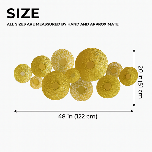 Large Gold Metal Wall Art, Modern Abstract Sculpture, Textured 3D Hanging Decor for Living Room, 120cm Statement Piece-Sona Casa