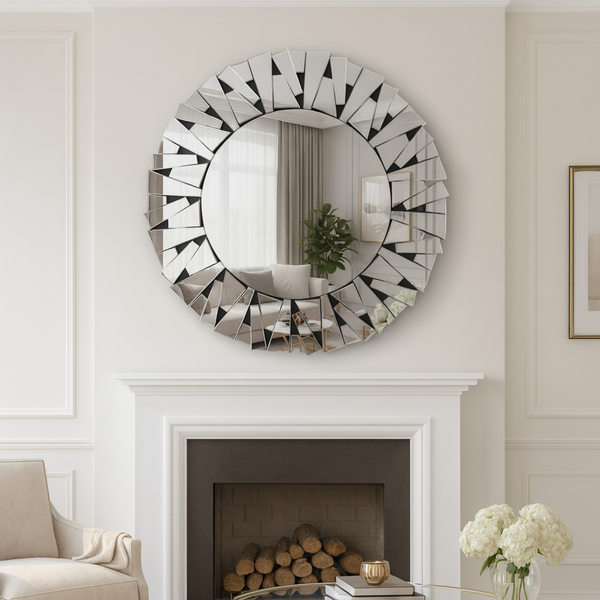 Large 3 ft Frameless Round Glass Mirror, Modern Design, Thick High Quality Glass, Easy to Hang-Sona Casa