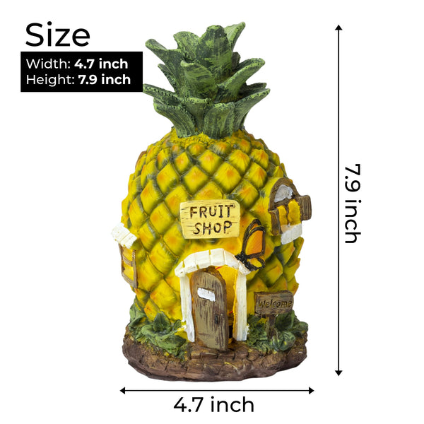 Cute Yellow-Green Polyresin Pineapple Solar Statue - Perfect Garden Gift & Fairy Decor by Sona Casa