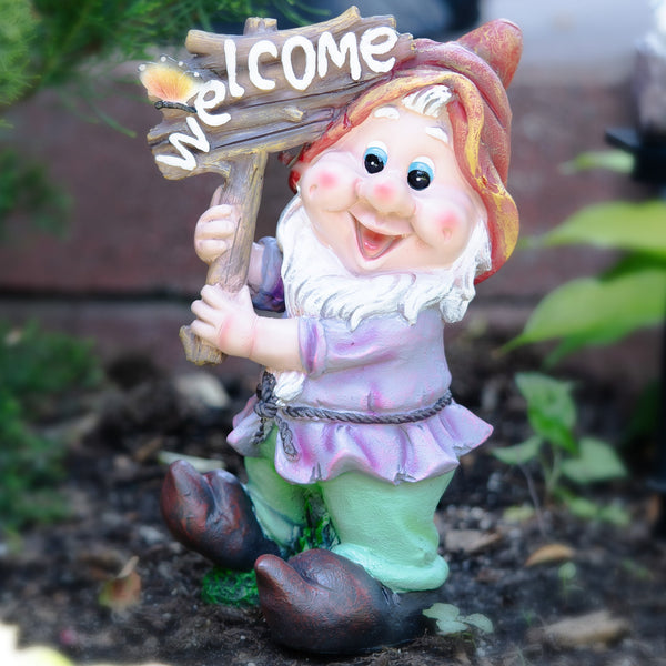 Weatherproof Gnome Welcome Statue, Garden Fairy Charm For Outdoor Grace by Sona Casa