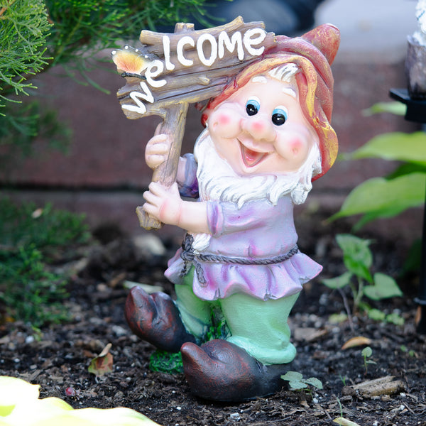 Weatherproof Gnome Welcome Statue, Garden Fairy Charm For Outdoor Grace by Sona Casa