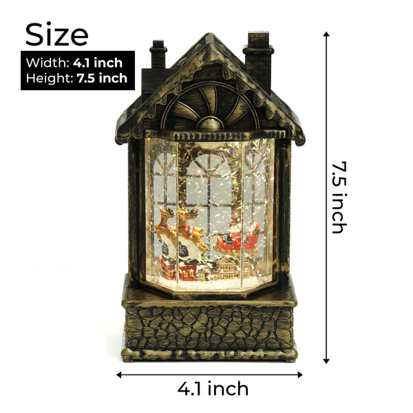 Magical Christmas Snow Globe House with LED Lights and Music, Santa with Reindeer and Gifts - Unique Christmas Decor and Gift for the Holidays by Sona Casa