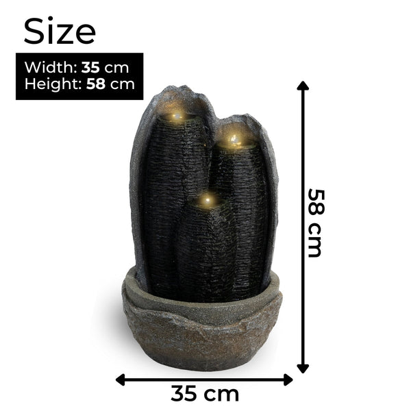 Majestic Oasis Mini Waterfall Fountain - Indoor Gray Stone Finish, LED Lights, Fiberglass & Polyresin, Perfect for Tabletop, Entryway, or Therapy Office Decor by Sona Casa