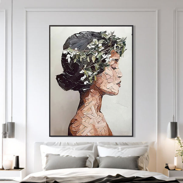 Woman Portrait Large Wall Art - Textured Oil Painting, Original Art Handmade Canvas Painting for Living Room Bedroom Decor, Unique Gift by Sona Casa