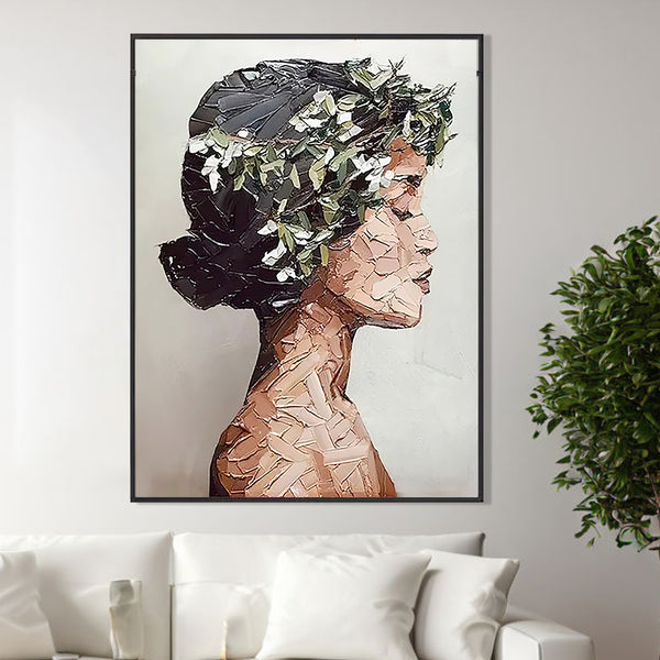 Woman Portrait Large Wall Art - Textured Oil Painting, Original Art Handmade Canvas Painting for Living Room Bedroom Decor, Unique Gift by Sona Casa