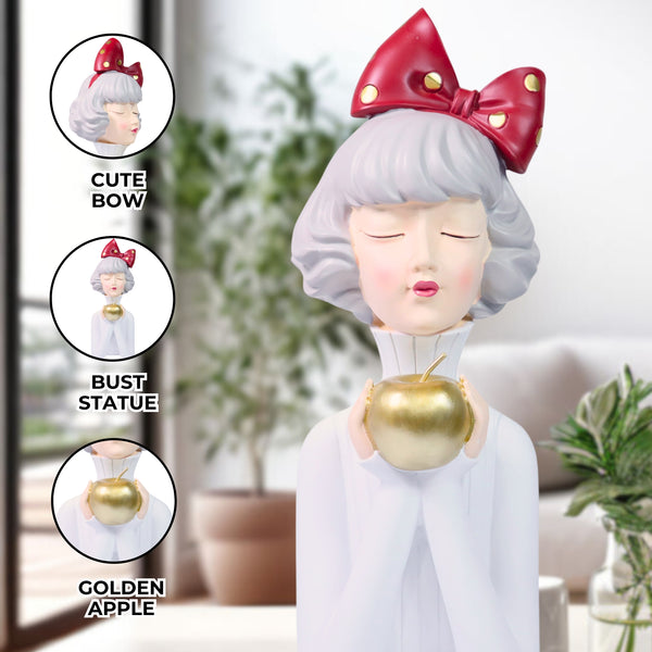 Chic Female Statue Tabletop Decor, Office Cubicle Decor, Coffee Table Ornament, Bedroom Dresser Vanity Table Decor White Gold Polyresin 15 inch 38 cm by Sona Casa