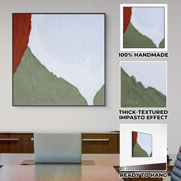 Minimalist 3D Abstract Impasto Art, 31" Thick-Textured Wood Canvas Decor by Sona Casa