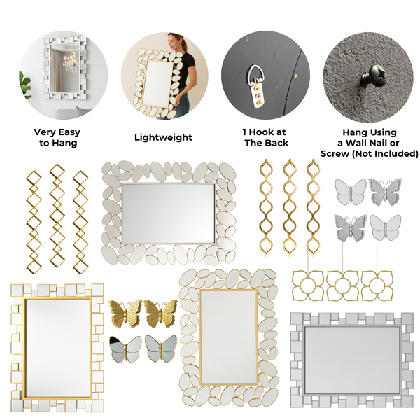 4 Piece Gold Butterfly Wall Decor Set, 3D Metallic Wall Sculpture & Mirrored Accents, Modern Glam Home Decor for Bedroom, Living Room, Nursery-Sona Casa