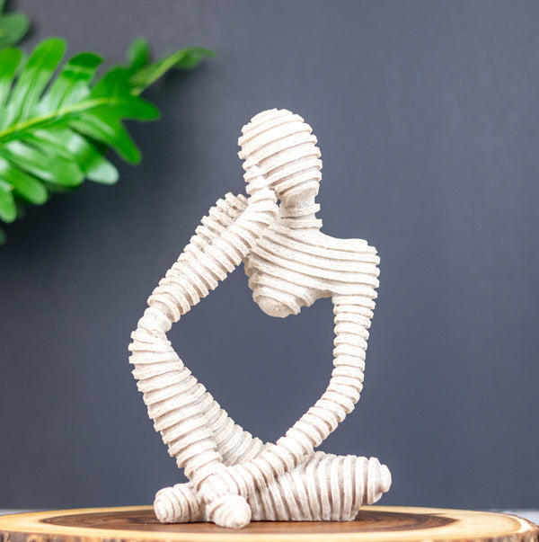 Decorative Statue Set, 9" Striped Thinkers, Tabletop Decor for Home Office by Sona Casa