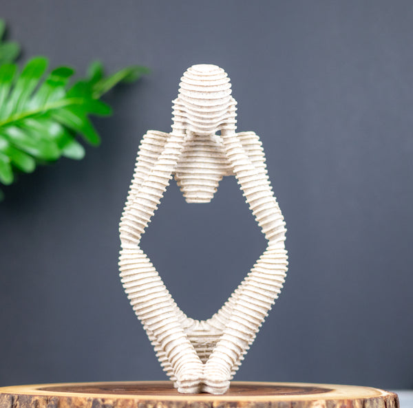 Decorative Statue Set, 9" Striped Thinkers, Tabletop Decor for Home Office by Sona Casa