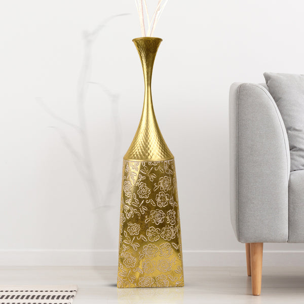 Gold Metal Tall Vase for Living Room, 32" Large Decorative Vase by Sona Casa