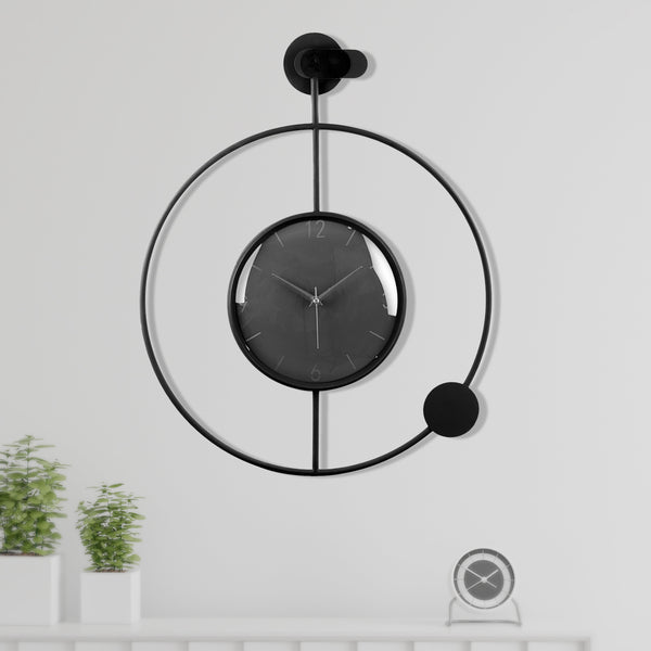 Large Black Silent Minimalist Metal Round Clock 24" Home Office Decor by Sona Casa