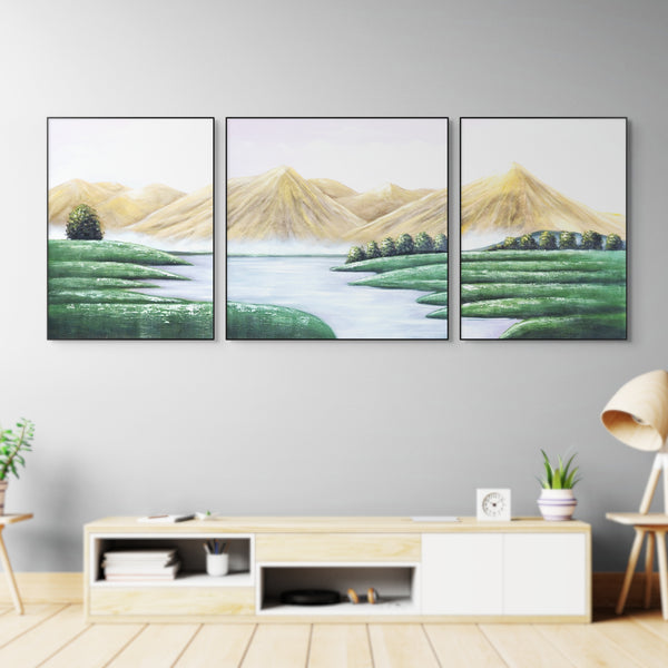Mountain Canvas Large Scenery Painting, 79" Wall Art Decor Living Room by Sona Casa