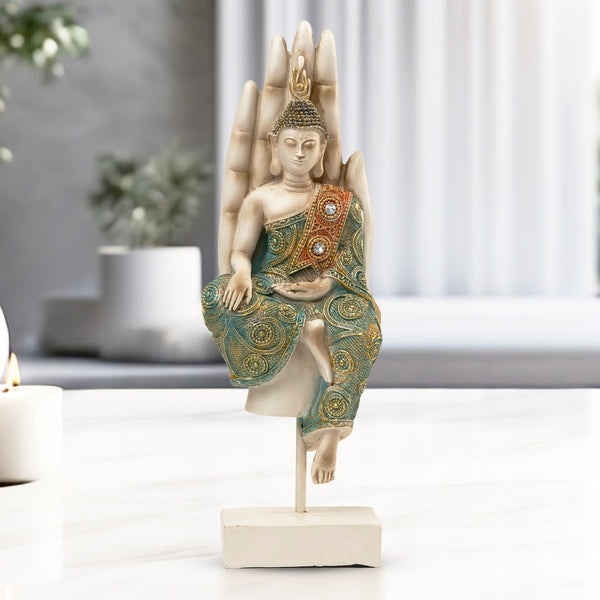 Small Buddha Statue 12" Desktop Tabletop Decor for Home, Prayer Room, Pooja, Feng Shui Good Fortune, Housewarming Gift by Sona Casa