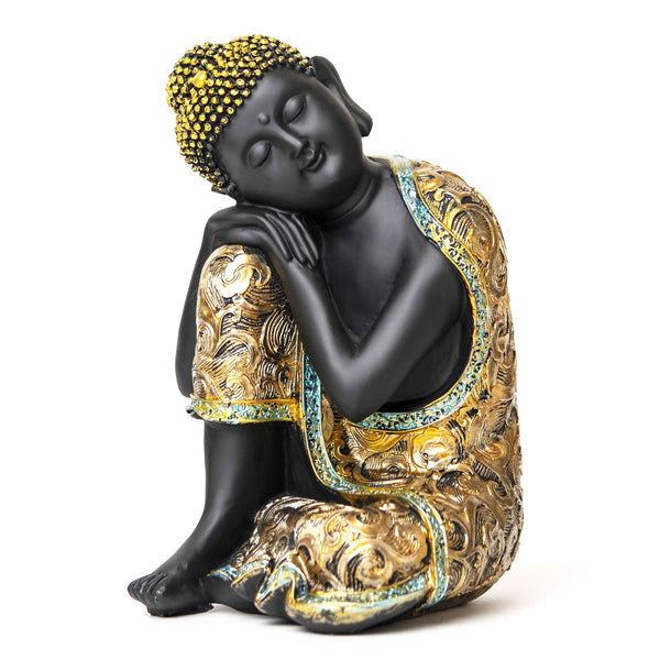 Sitting Buddha Sculpture, 10" Desktop Religious Figurine, Feng Shui Home Decor for Good Luck, Yoga Zen Decorations, Gifts by Sona Casa