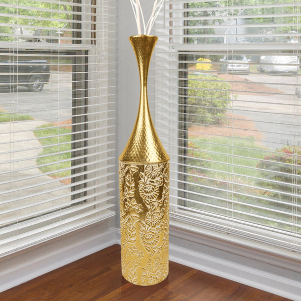 Large Gold Tall Vase, Tall Floor Vase for Living Room, Hallway, Entryway, Metal Home Decor 32 inch 82 cm by Sona Casa