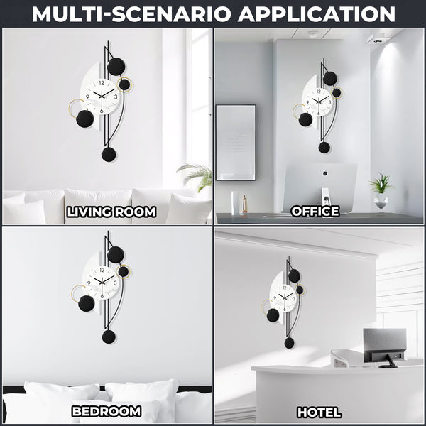 Modern Decorative Vertical Wall Clock for Home or Office, 32" Silent Non Ticking Minimalist Clock-Sona Casa