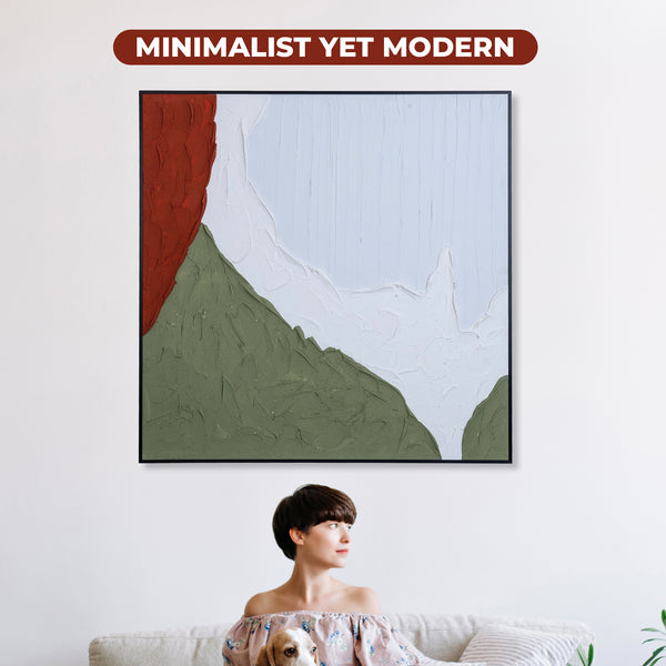 Minimalist 3D Abstract Impasto Art, 31" Thick-Textured Wood Canvas Decor by Sona Casa