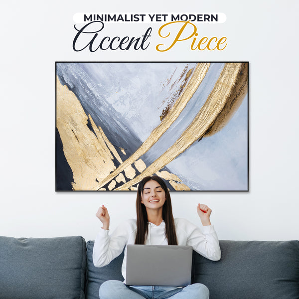 Abstract Large 3D Gold Black Wall Art, 47" Thick Textured Painting Decor by Sona Casa