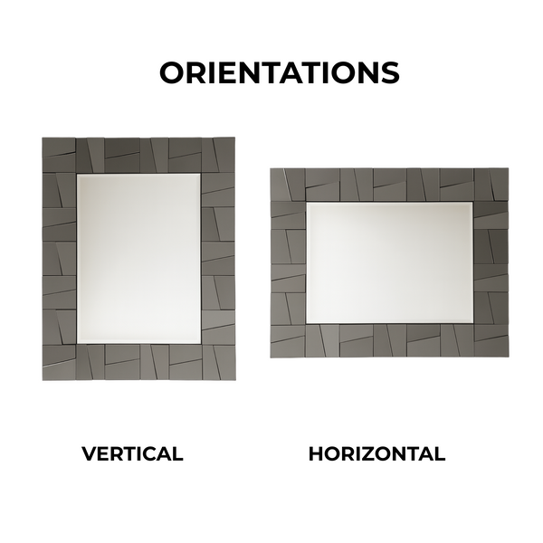 Extra Large 4 ft Grey Glass Mirror, Modern Block Design, Easy to Install Horizontal Vertical Orientation-Sona Casa