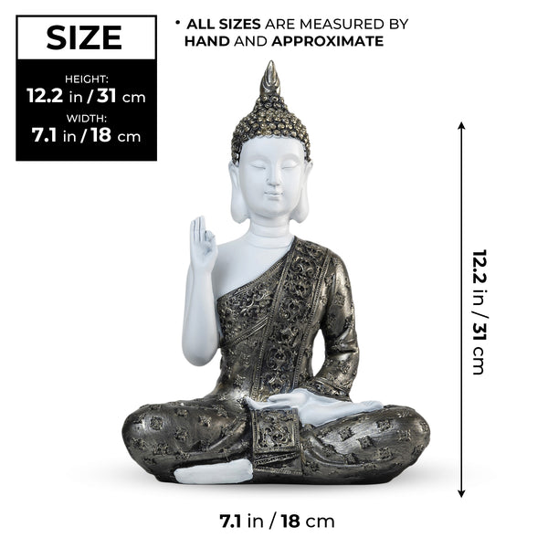 Small Meditating Buddha Statue 12" Tabletop Centerpieces Home Decor Gifts, Desktop, Shelf Shrine Ornament by Sona Casa