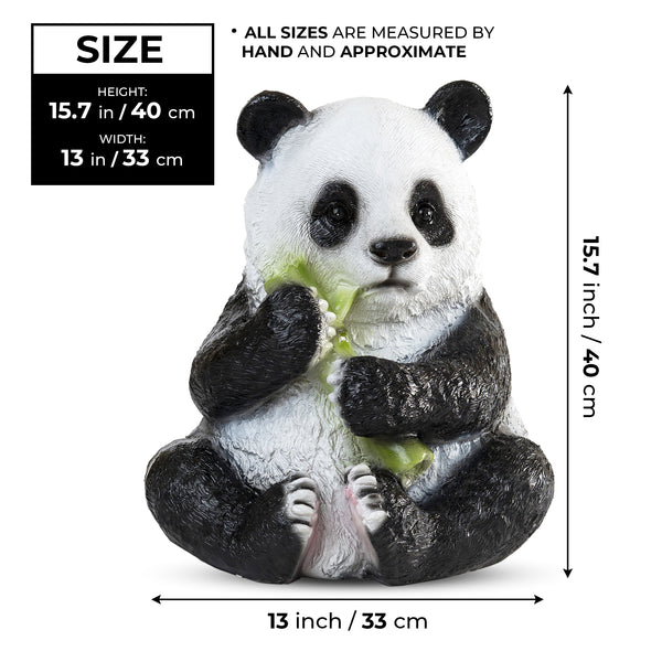 Large Panda Statue, 16" Lawn Ornaments, Indoor Outdoor Garden Patio Decor by Sona Casa
