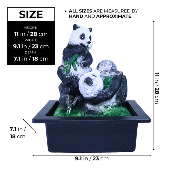 Relaxing Indoor Fountain with Cute Panda Statues 11" Desktop Waterfall Table Office Patio Decor by Sona Casa