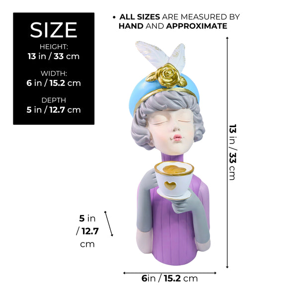 Decorative Girl Statue, 13" Tabletop Coffee Table Centerpiece by Sona Casa