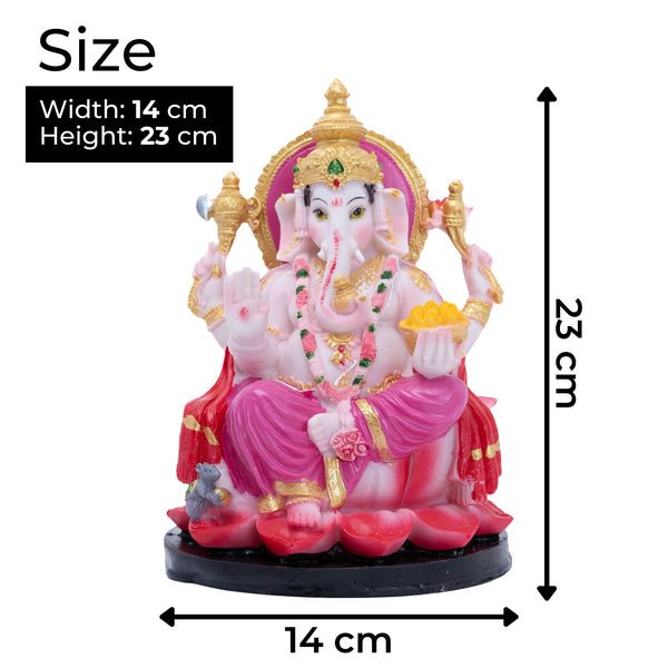 Large Ganesha Statue 23 cm, Polyresin, Multicolor Hindu God Decor For Home & Car by Sona Casa