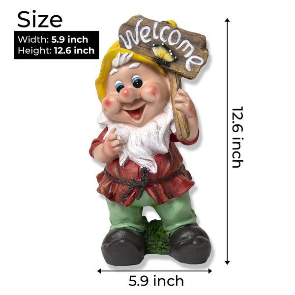 Welcoming Gnome Statue in Vibrant Colors, Weather-Resistant Garden Fairy Decor, Perfect for Front Door & Outdoor Ambiance by Sona Casa