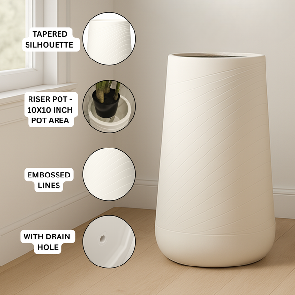 Tall Indoor Self Watering Decorative Planter, 27" Modern Minimalist Flower Pot Home, Front Porch, Patio, Backyard & Garden Decor-Sona Casa