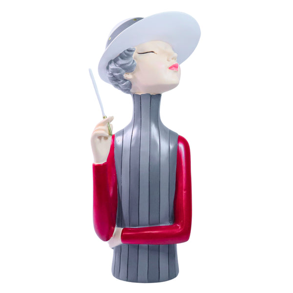 Woman Bust Statue with Hat and Cigarette, Classy Decorative Statue for Bedroom, Dresser, Vanity Table, Coffee Table Centerpiece Ladies Gift 13 inch 33 cm by Sona Casa