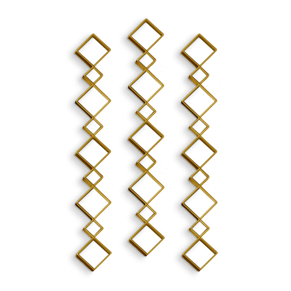 Golden Accent Mirror Set of 3, 35" Home or Office Wall Decor-Sona Casa