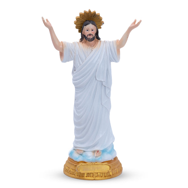 Resurrection Of Jesus Christ Statue, White Polyresin, 9" Small Altar Decor by Sona Casa