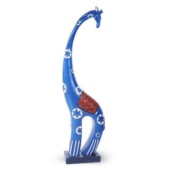 Blue Giraffe Statue, Polyresin Home Office Decor, 18" Tabletop Centerpiece by Sona Casa