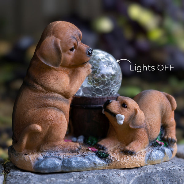 Solar Garden Dog Statue, Housewarming Gift For Dog Lovers, 9" Outdoor Decor by Sona Casa
