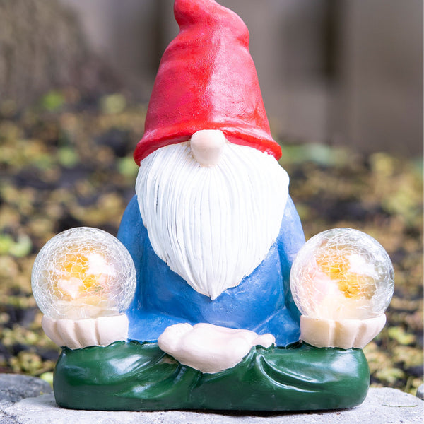 Solar Garden Gnome 10" Patio Porch Decor Statue Figurine, Lawn Yard Art, Outdoor Figurines, Cute Gifts by Sona Casa